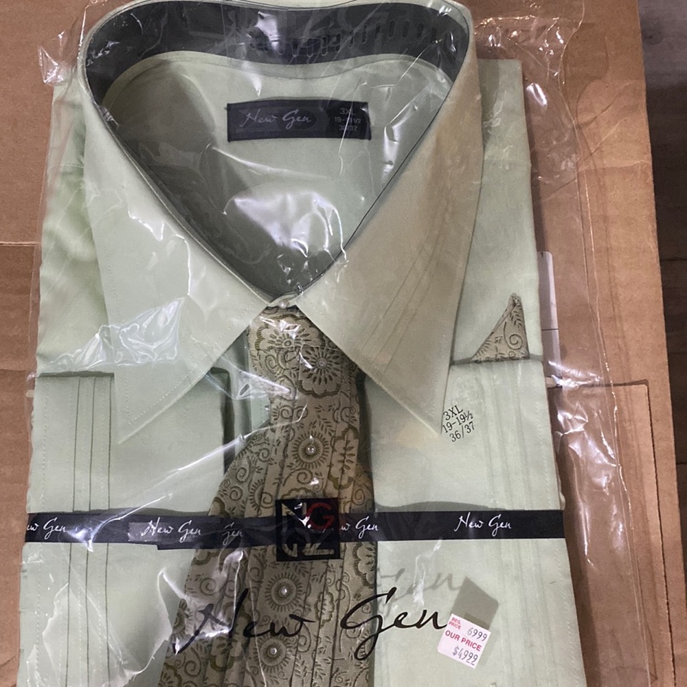 Mens New Gen Green Dress Shirt